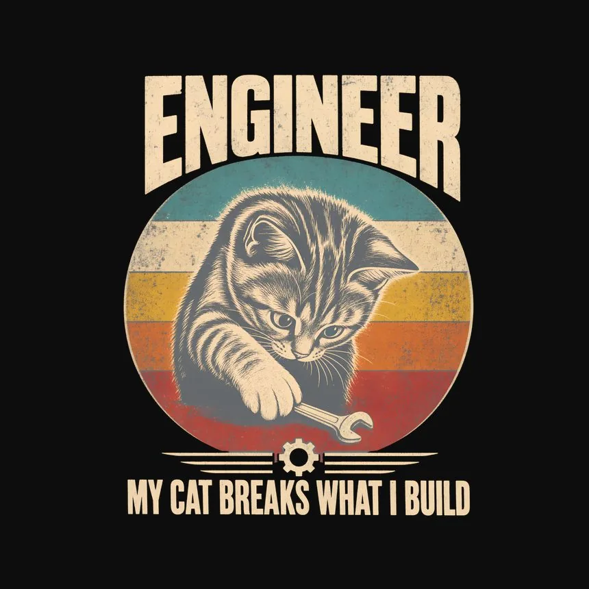 Engineer My Cat Breaks What I Build Cat Design — funny cat sweatshirt