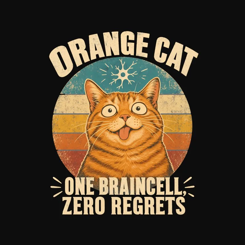 Orange Cat One Braincell, Zero Regrets Cat Design — funny cat sweatshirt