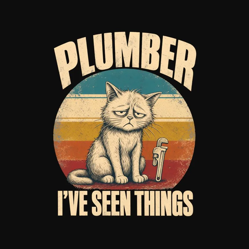 Plumber I'Ve Seen Things Retro Cat Design — funny cat sweatshirt