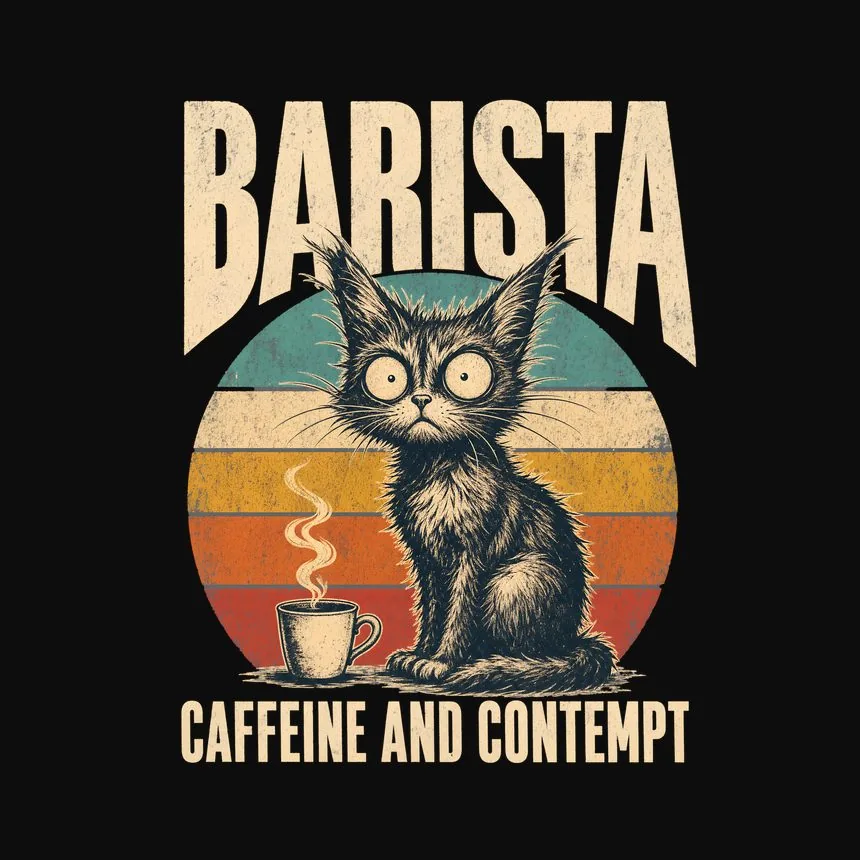 Barista Caffeine And Contempt Retro Cat Design — funny cat sweatshirt