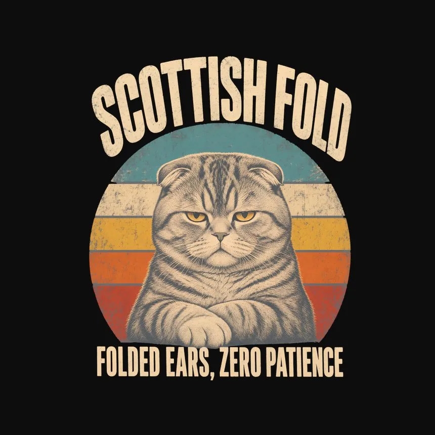 Scottish Fold Folded Ears, Zero Patience — funny cat sweatshirt