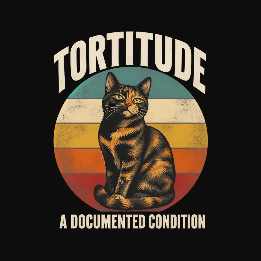 Tortitude A Documented Condition Retro Cat Design — funny cat sweatshirt