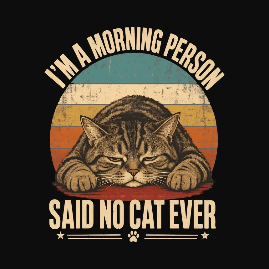 Morning Person Said No Cat Ever Retro Cat — funny cat tank top