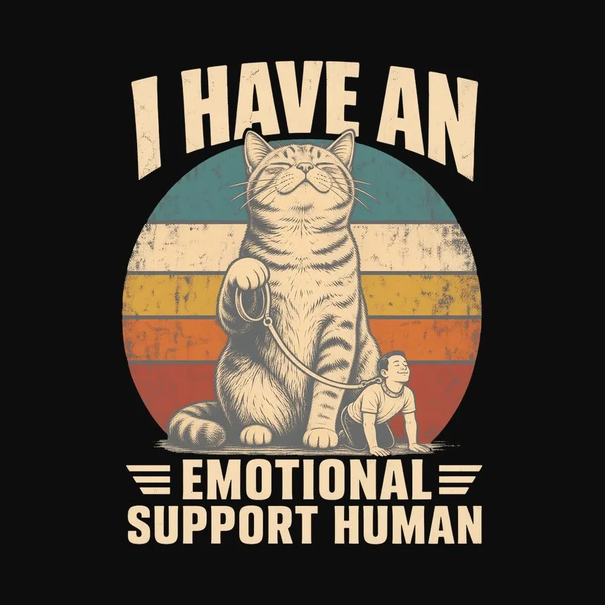 Emotional Support Human Sarcastic Cat Retro — funny cat tank top