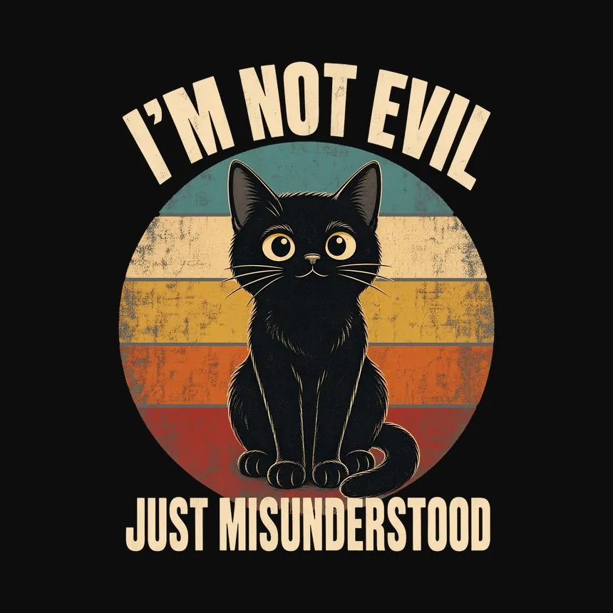 Not Evil Just Misunderstood Black Cat Retro — funny cat tank top