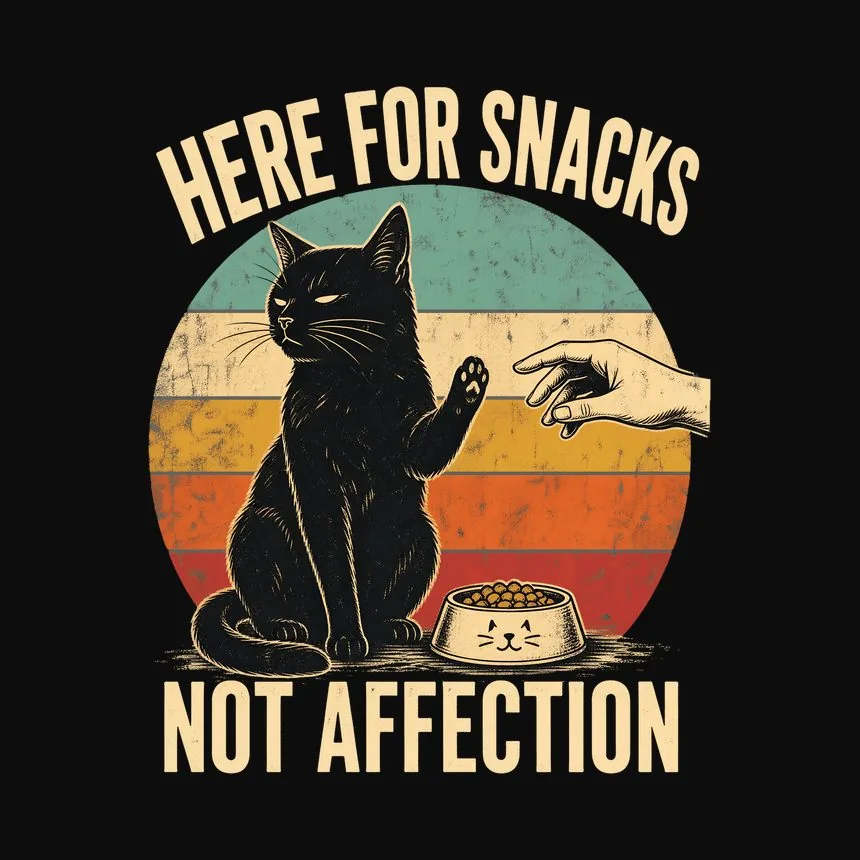 Here For Snacks Not Affection Black Cat Retro — funny cat tank top