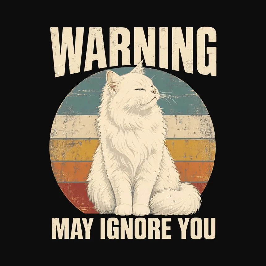 Warning May Ignore You White Cat Retro — funny cat tank top