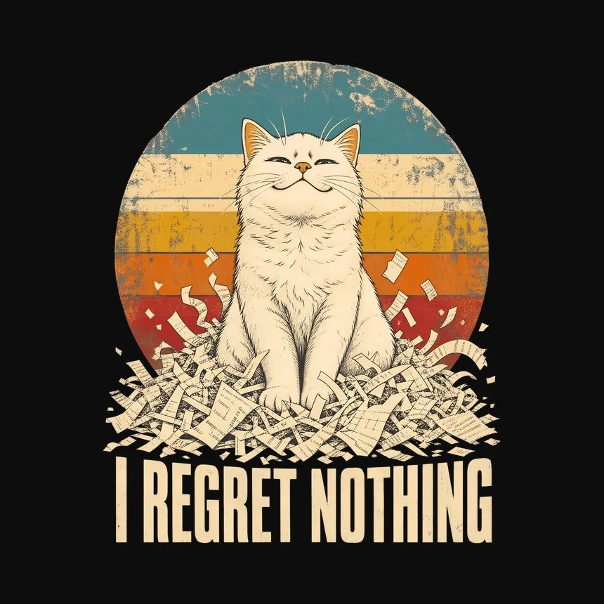 I Regret Nothing Mischievous Cat Retro — funny cat tank top