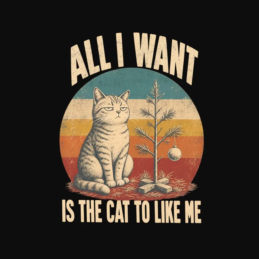 All I Want Is The Cat To Like Me Retro Cat Design — funny cat tank top
