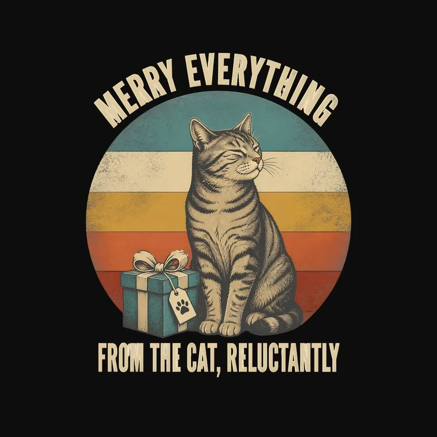 Merry Everything From The Cat, Reluctantly — funny cat tank top