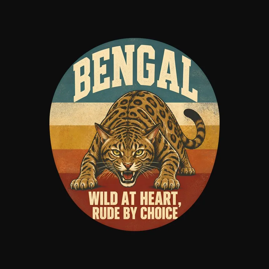 Bengal Wild At Heart, Rude By Choice Cat Design — funny cat tank top