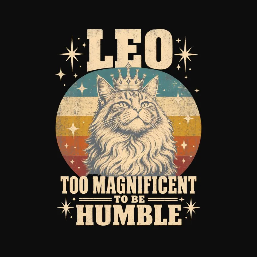 Leo Too Magnificent To Be Humble Retro Cat Design — funny cat tank top