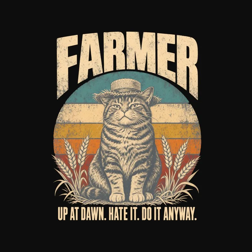 Farmer Up At Dawn. Hate It. Do It Anyway — funny cat tank top