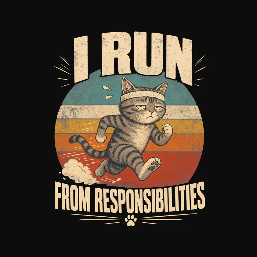 I Run From Responsibilities Retro Cat Design — funny cat tank top