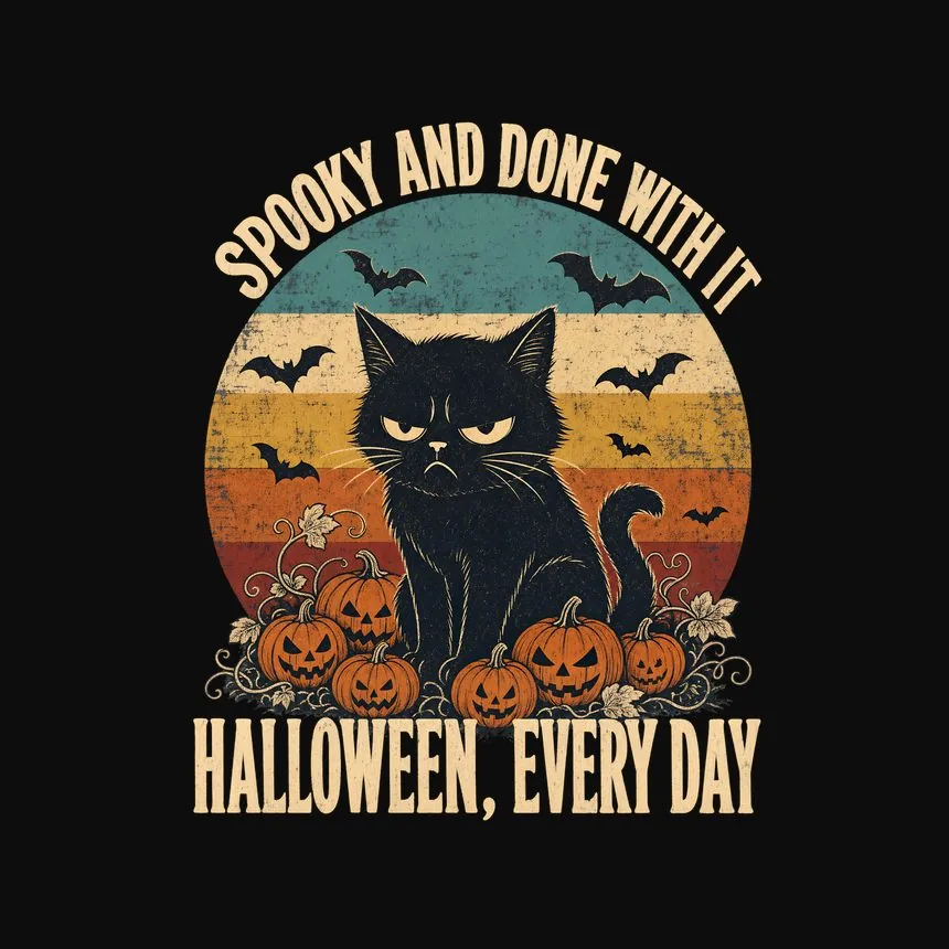 Spooky And Done With It Halloween, Every Day — funny cat tank top