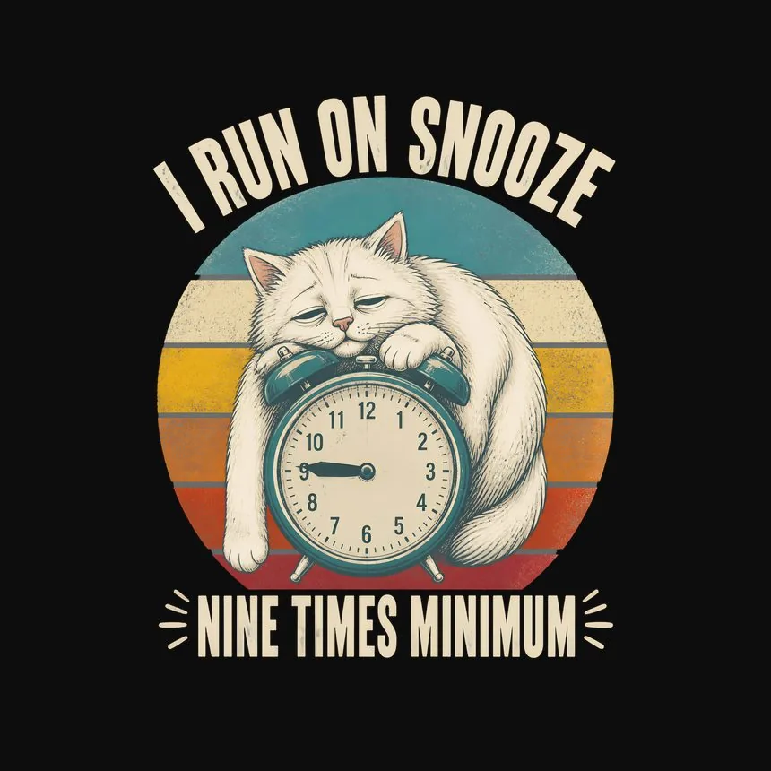 I Run on Snooze Nine Times Minimum Cat — funny cat tank top