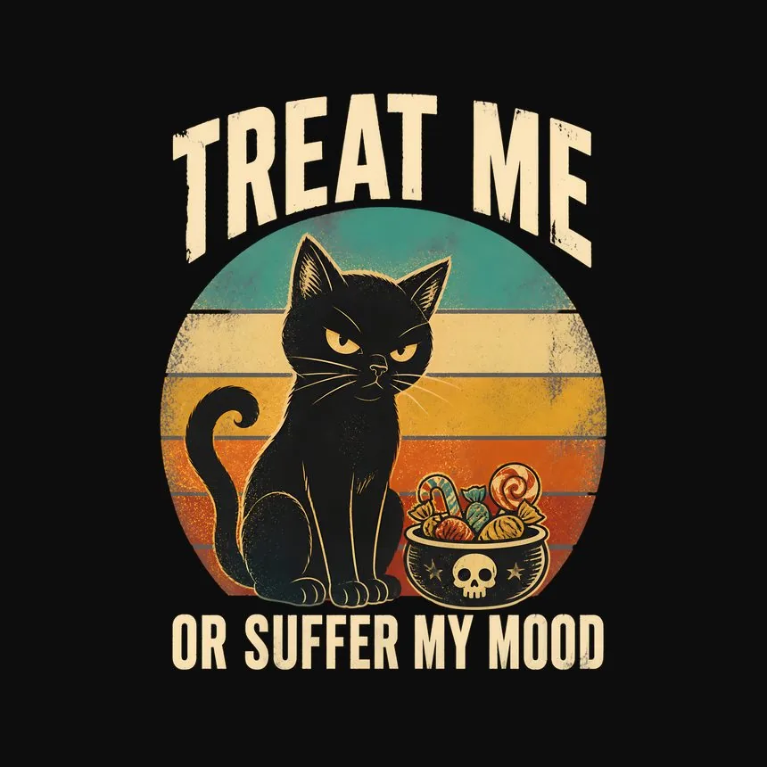 Treat Me Or Suffer My Mood Halloween Cat — funny cat tank top