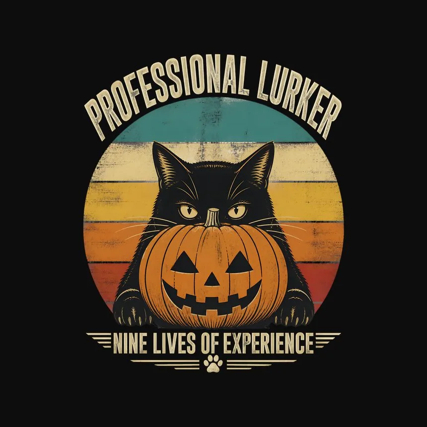 Professional Lurker Nine Lives Halloween Cat — funny cat tank top
