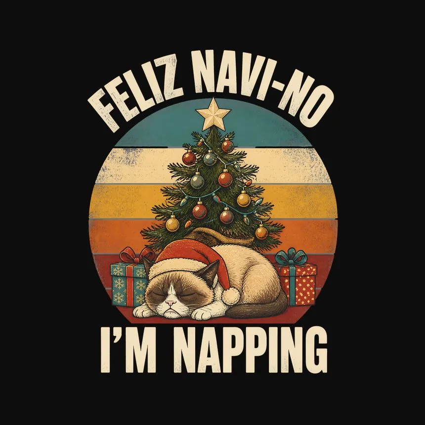 Feliz Navi No I'm Napping Holiday Santa Cat — funny cat tank top