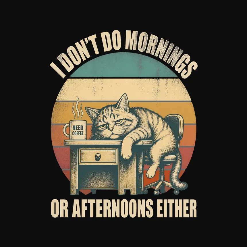 I Don't Do Mornings Cat — funny cat tank top