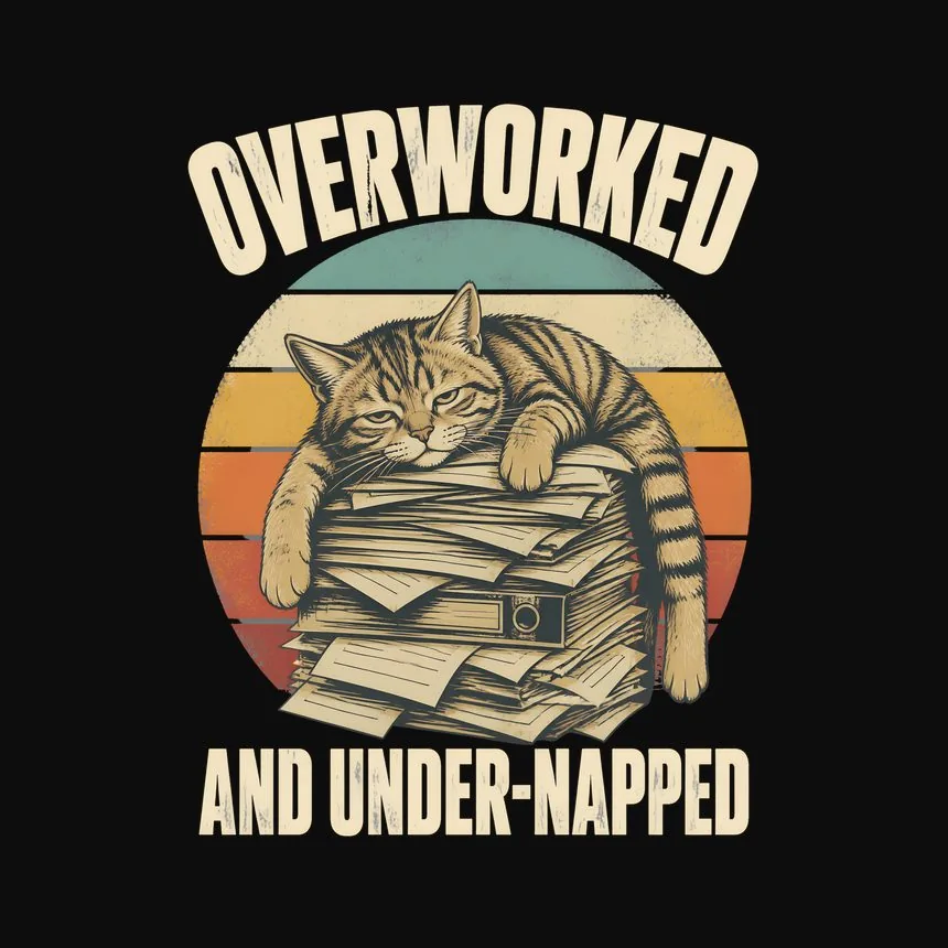 Overworked And Under-Napped Cat — funny cat tank top