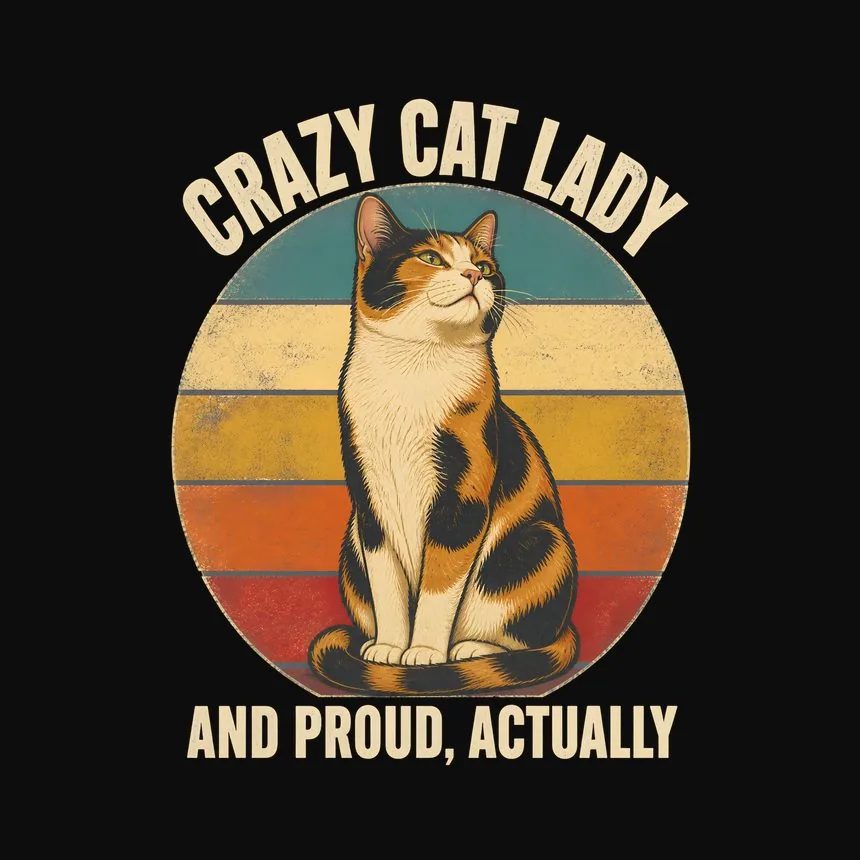 Crazy Cat Lady And Proud, Actually Cat Design — funny cat tee