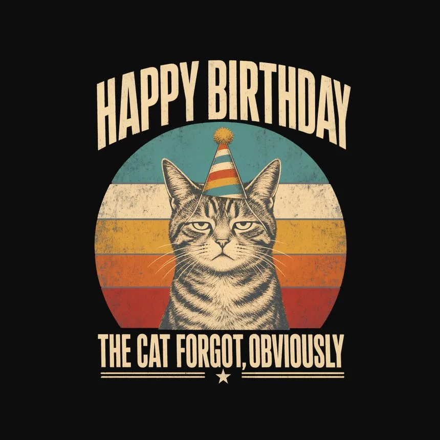 Happy The Cat Forgot, Obviously Retro Cat Design — funny cat tee