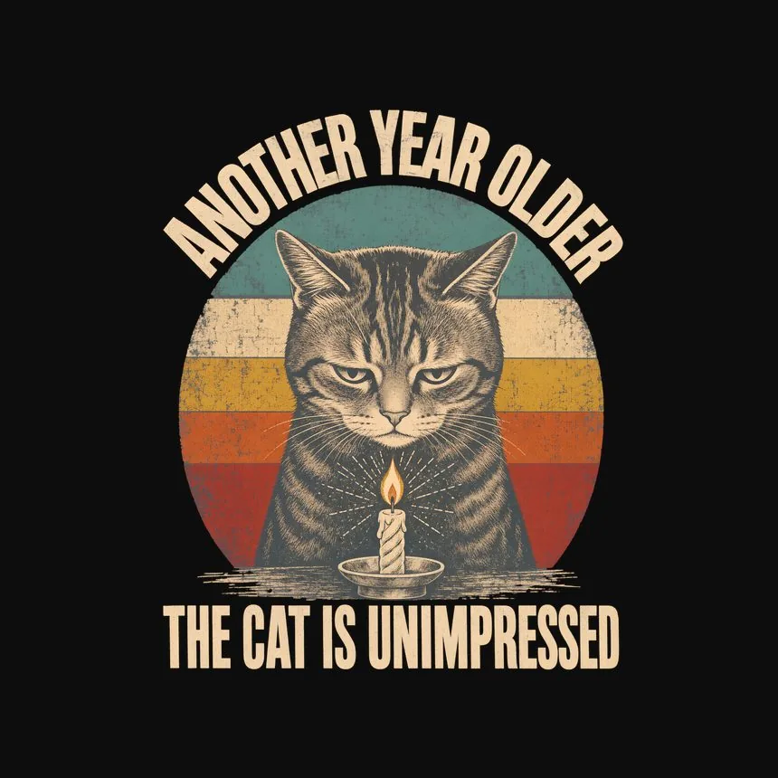 Another Year Older The Cat Is Unimpressed — funny cat tee