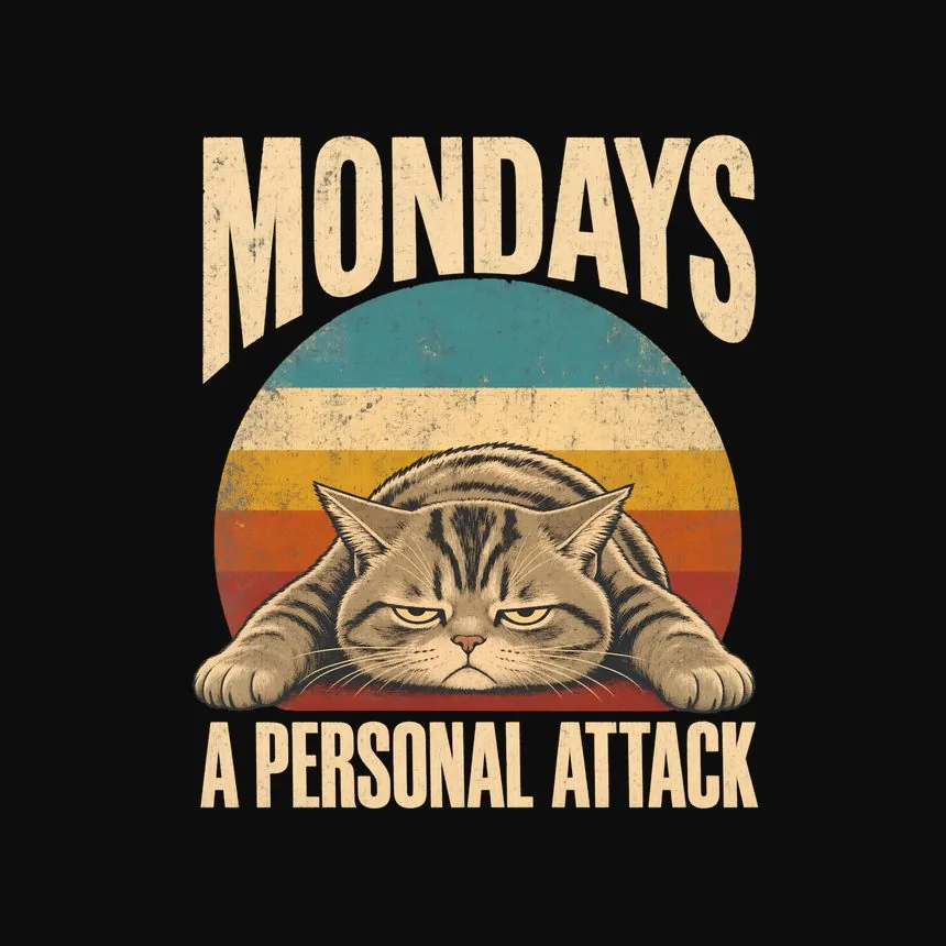 Mondays A Personal Attack Retro Cat Design — funny cat tee