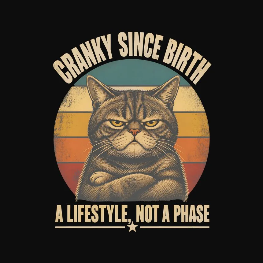 Cranky Since Birth A Lifestyle Not A Phase — funny cat tee