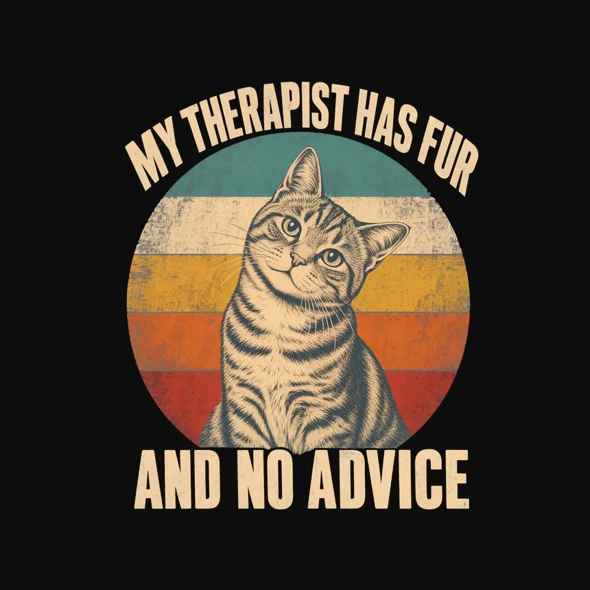My Therapist Has Fur And No Advice Cat Design — funny cat tee