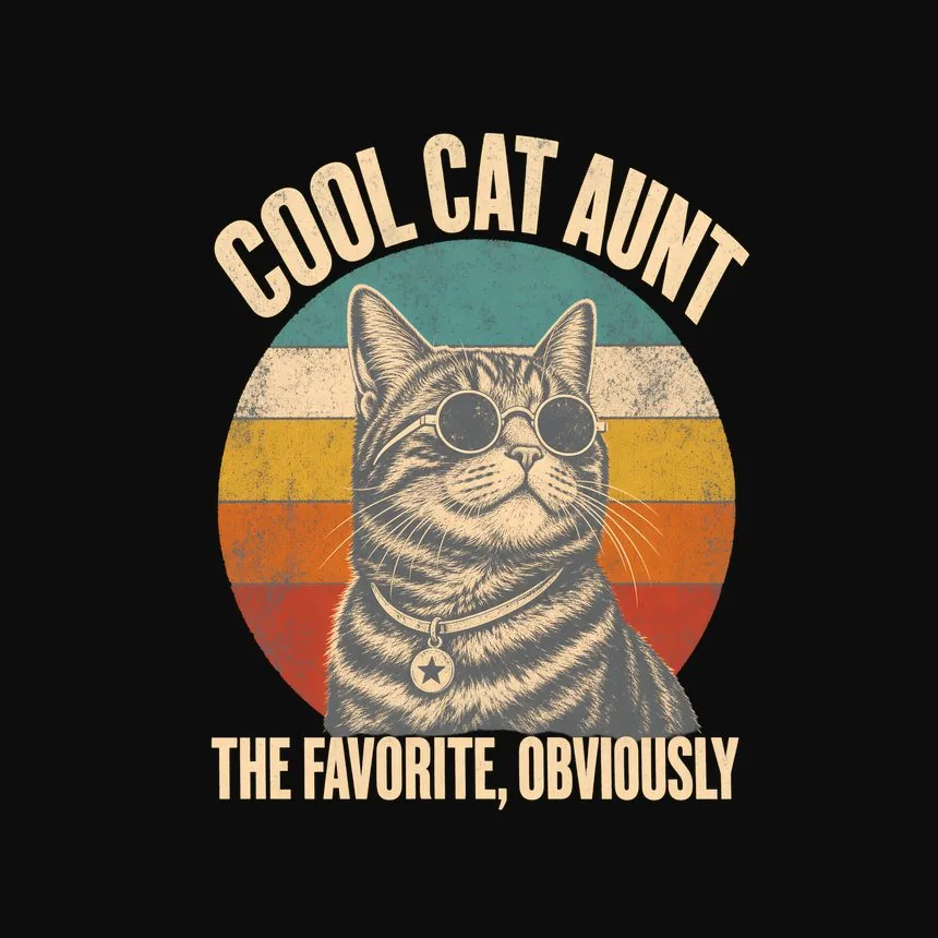 Cool Cat Aunt The Favorite, Obviously Cat Design — funny cat tee