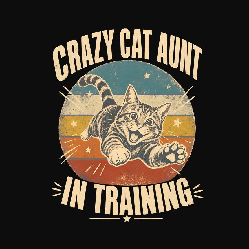 Crazy Cat Aunt In Training Retro Cat Design — funny cat tee