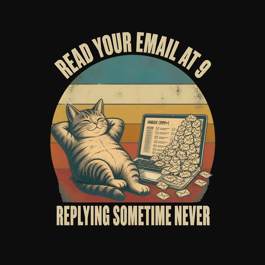 Read At Nine Replying Never Cat — funny cat tee