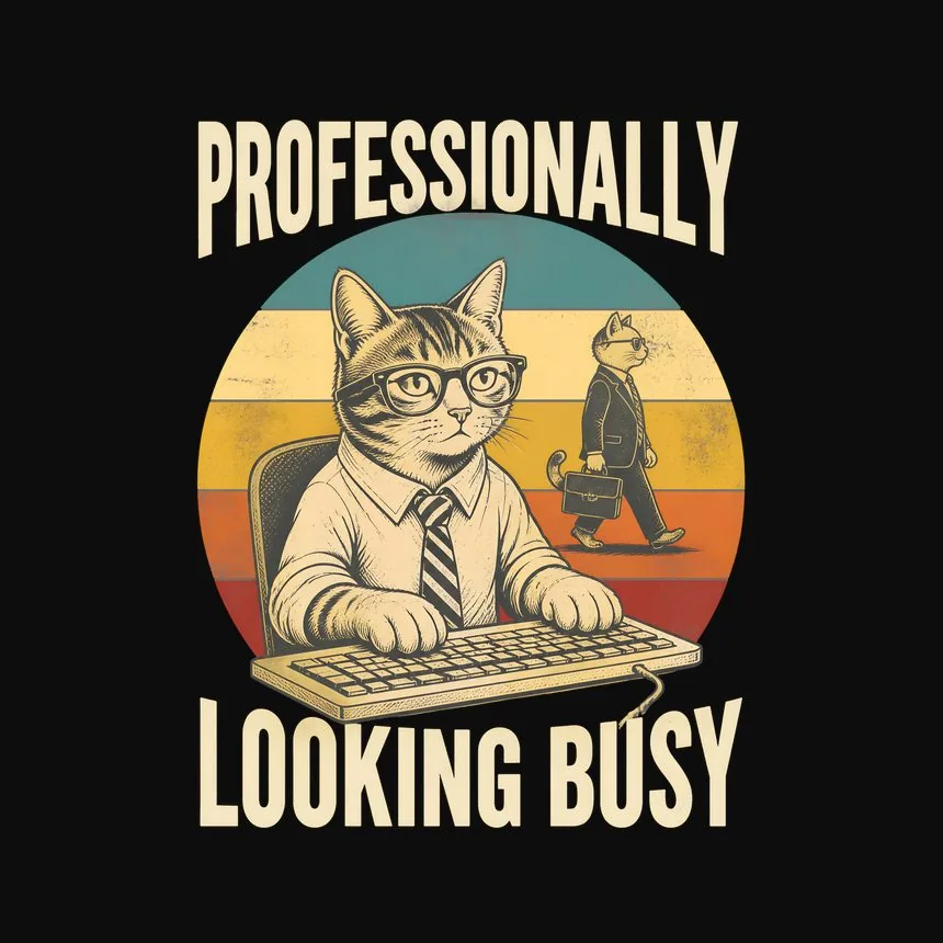 Professionally Looking Busy Cat — funny cat tee