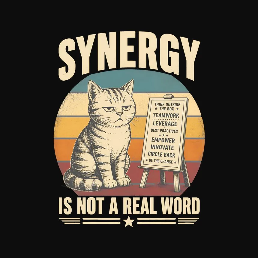 Synergy Is Not A Real Word Cat — funny cat tee