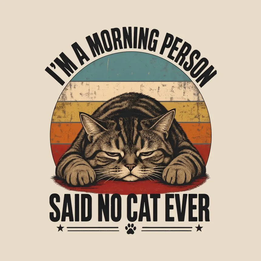 Morning Person Said No Cat Ever Retro Cat — funny cat tote bag