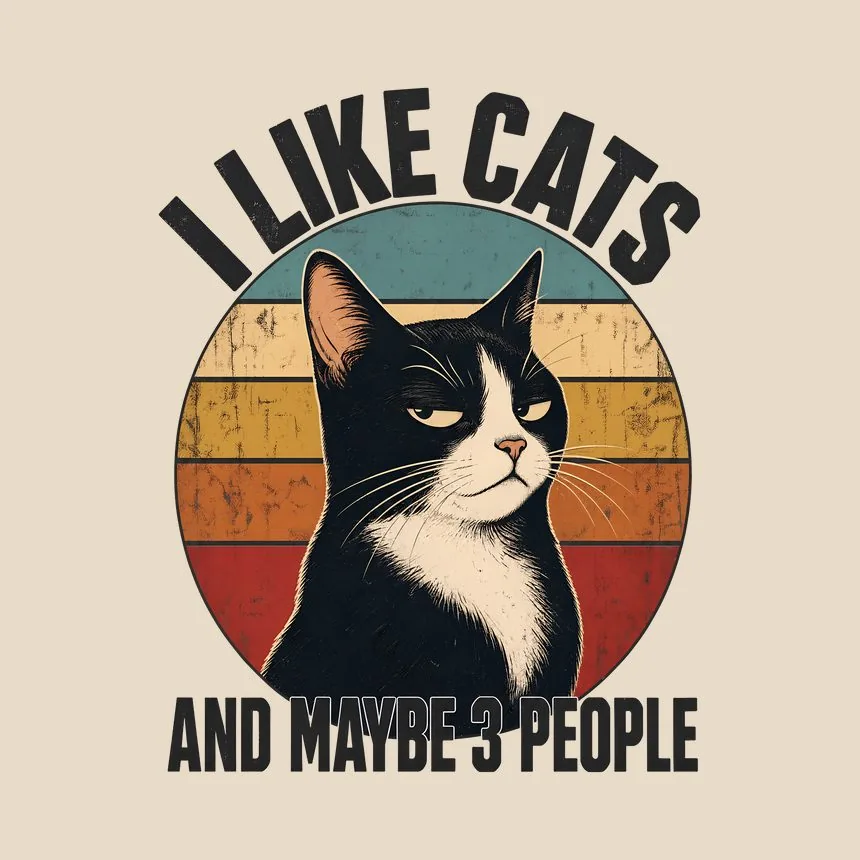 I Like Cats And Maybe 3 People Retro Cat — funny cat tote bag