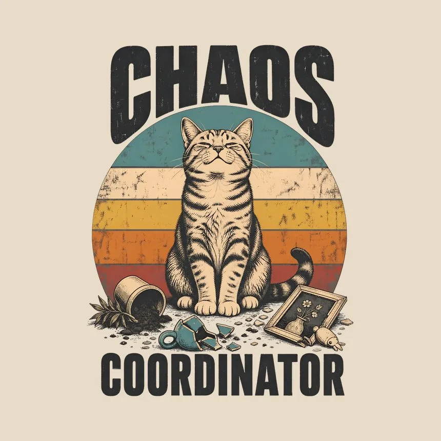 Chaos Coordinator Mischief Cat Retro — funny cat tote bag