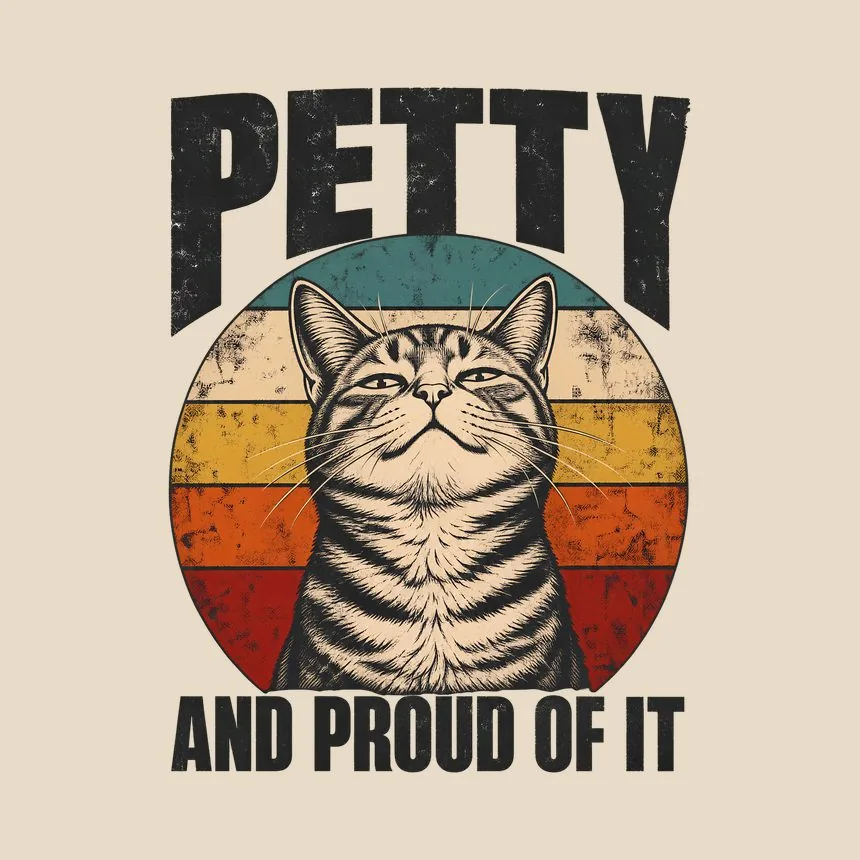 Petty And Proud Of It Sassy Cat Retro — funny cat tote bag