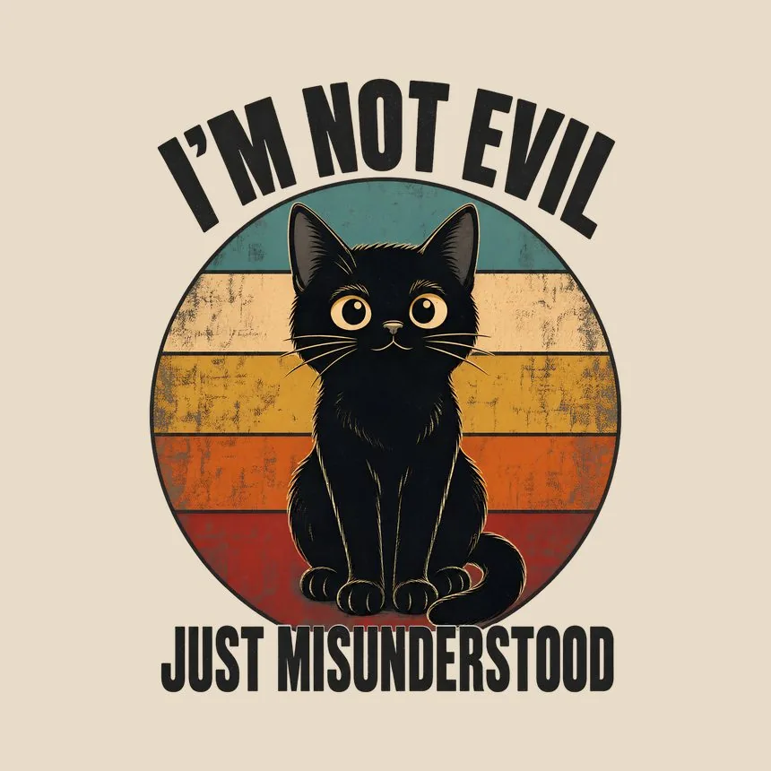 Not Evil Just Misunderstood Black Cat Retro — funny cat tote bag