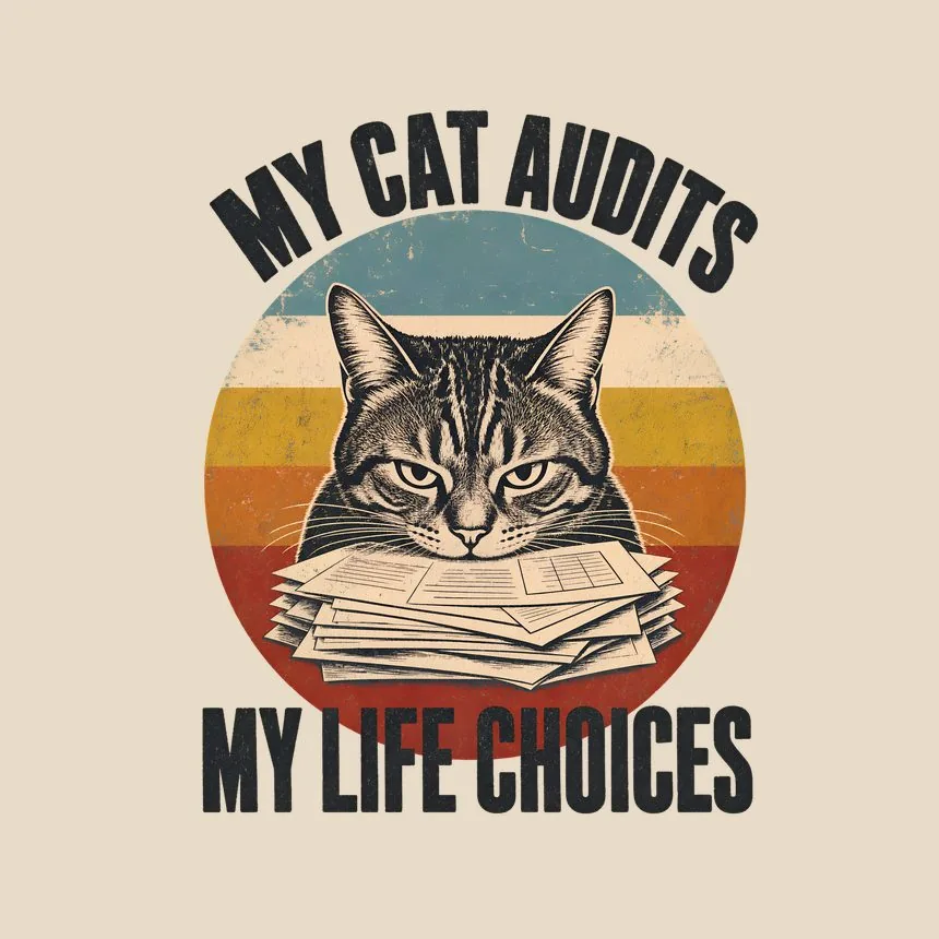 My Cat Audits My Life Choices Retro Cat Design — funny cat tote bag