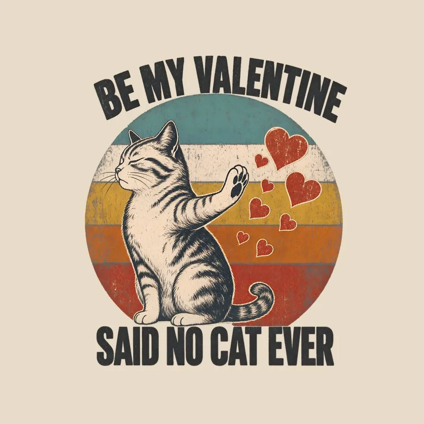 Be My Valentine Said No Cat Ever Retro Cat Design — funny cat tote bag
