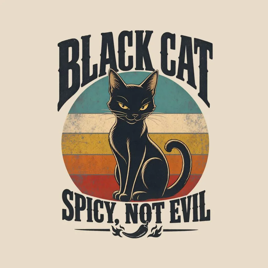 Black Cat Spicy, Not Evil Retro Cat Design — funny cat tote bag