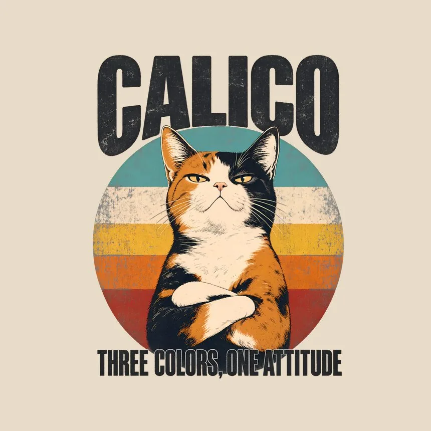 Calico Three Colors, One Attitude Retro Cat Design — funny cat tote bag
