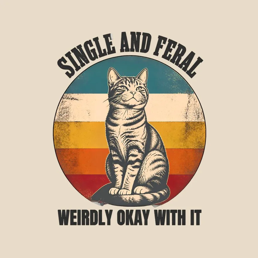 Single And Feral Weirdly Okay With It Cat Design — funny cat tote bag