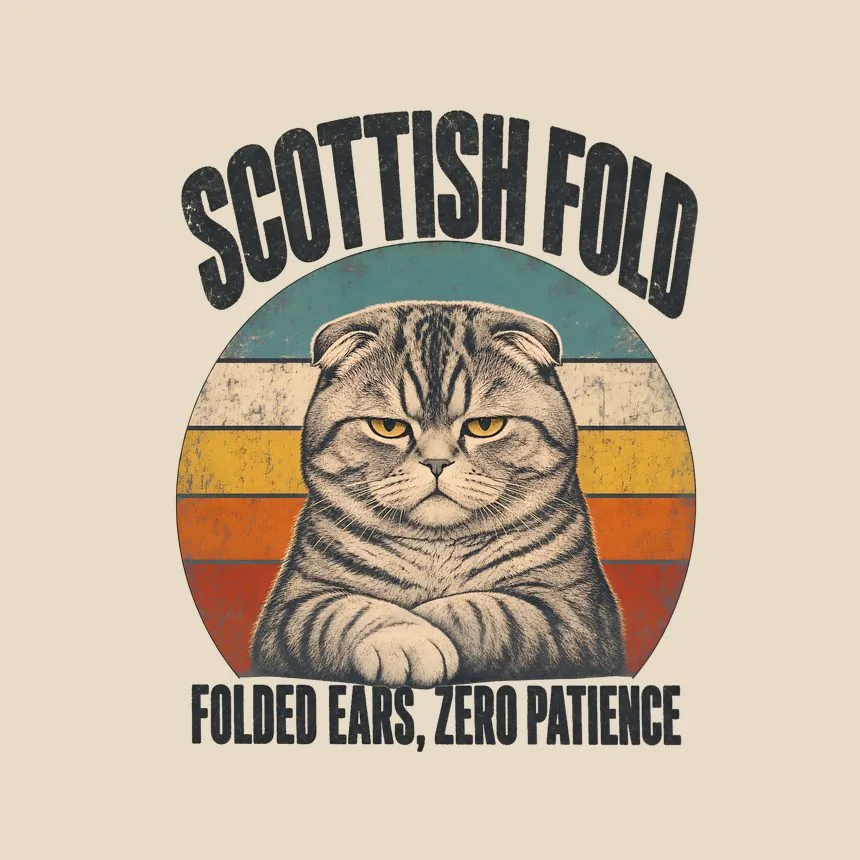 Scottish Fold Folded Ears, Zero Patience — funny cat tote bag