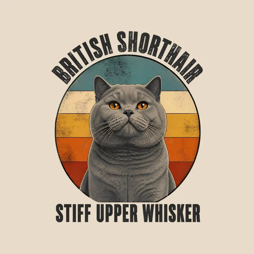 British Shorthair Stiff Upper Whisker Cat Design — funny cat tote bag