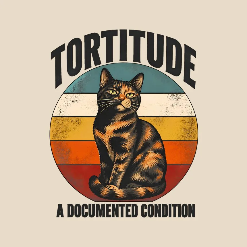 Tortitude A Documented Condition Retro Cat Design — funny cat tote bag