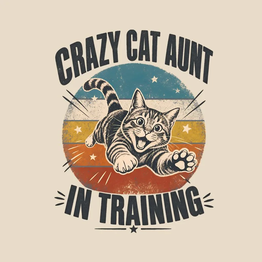 Crazy Cat Aunt In Training Retro Cat Design — funny cat tote bag
